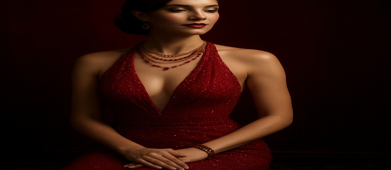 bd9 গেমিং প্ল্যাটফর্মের টেবিলে লাল পোশাকে সজ্জিত এক নারী উপস্থিত